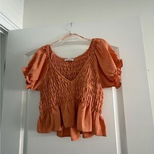 Vestique Orange Smocked Blouse